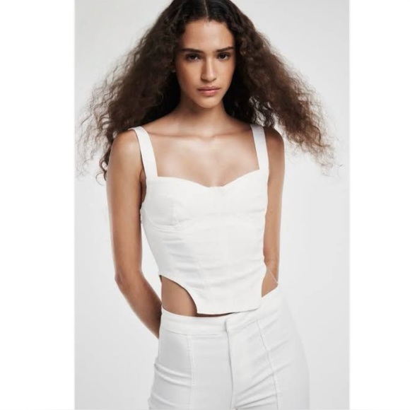 White Denim Corset - Picture 2 of 6